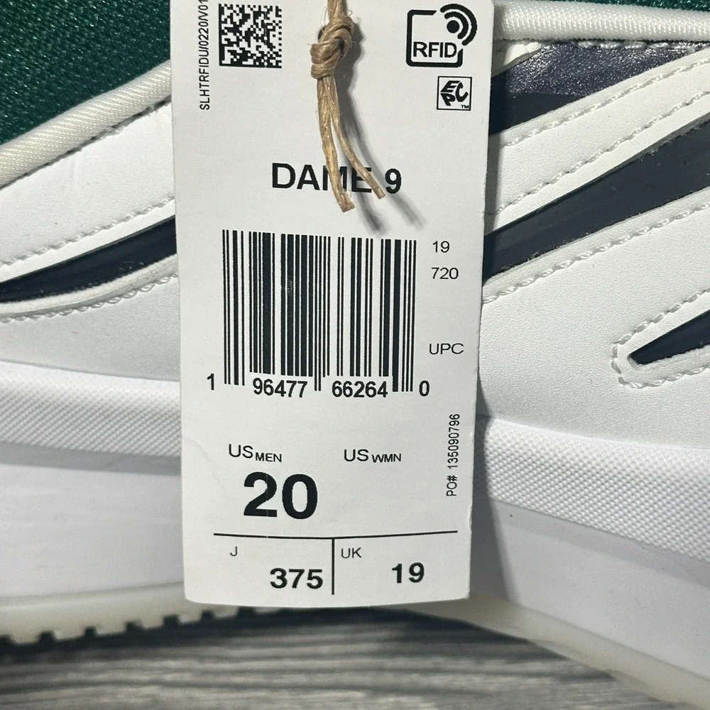 Adidas Dame 9 Basketball Shoes Men's 20 Milwaukee Bucks White‎ Green IG6603 NWOB